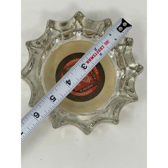 HEAVY ART DECO GLASS SPROCKET Richards & Conover RICH-CON HARDWARE  6" ASHTRAY - Picture 6 of 6